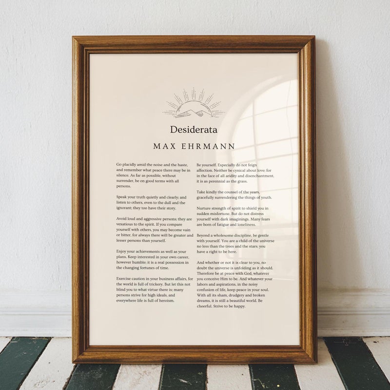 TNESSENTIAL Desiderata Poem Print - Max Ehrmann Poem - Desiderata Poster Wall Art - Literary Wall Art - Poetry Poster - Inspirational Quote Print - Image 1