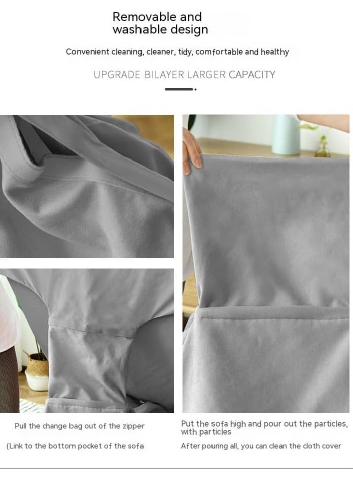 وسادة فاصولياء، خفيفة الوزن، مقعد لاثنين، كيس فاصولياء، كبير جداً، أريكة فاصولياء، تخفيف التعب، وسادة أريكة، قابلة للإزالة، قابلة للغسل، يمكن استخدامها كمسند ذراع من الجانبين، أريكة زاوية، أريكة بتصميم رقعة، أريكة صغيرة يمكنك الاستلقاء عليها والنوم في الشرفة، أريكة ناعمة. - Image 4