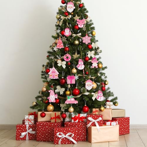 kockuu Pink Christmas Ornaments for Tree Decorations12pcs PVC Pastel Pink Ornaments for Christmas Tree Decor - Image 3