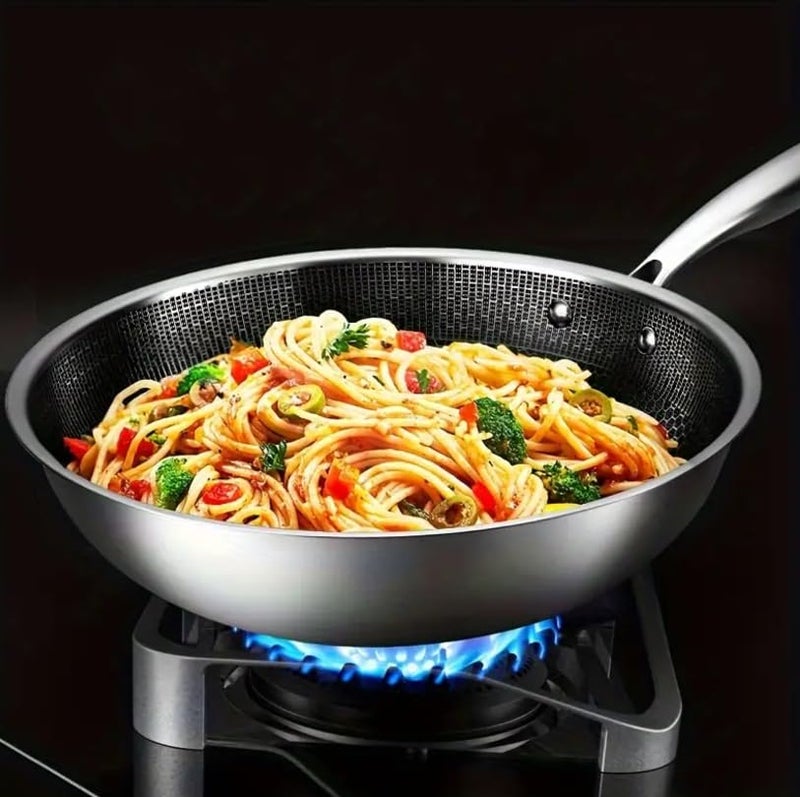 Hidak مقلاة هيداك آمنة للطعام مقلاة عسلية لعمل الفطائر وعاء طهي على الموقد مقلاة باستا 32 سم مقلاة غير لاصقة من الفولاذ المقاوم للصدأ متوافقة مع جميع مواقد الغاز - Image 5