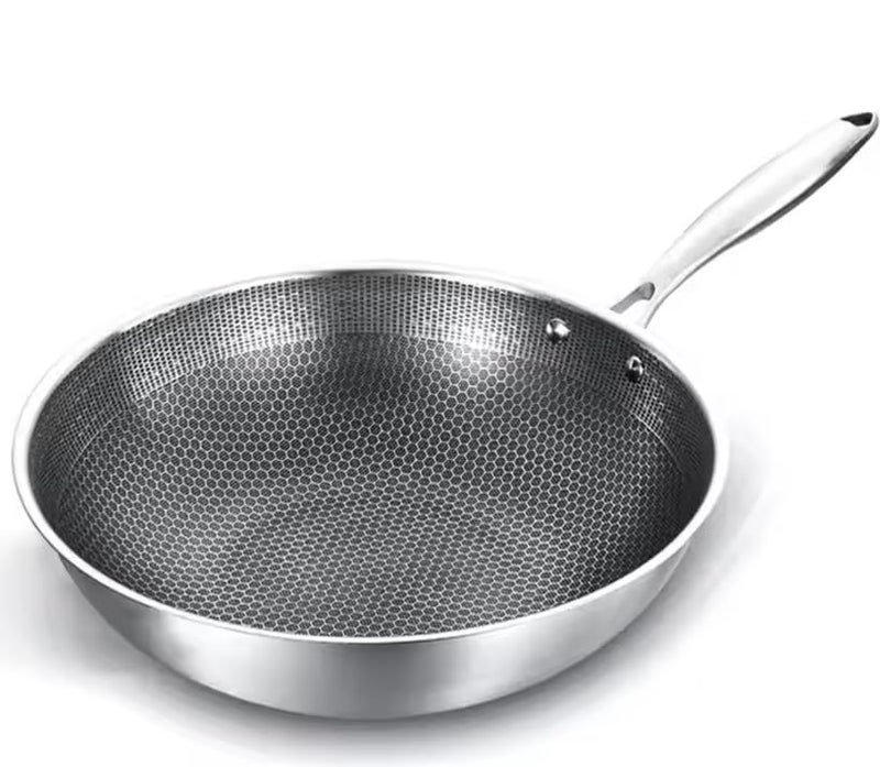 Hidak مقلاة هيداك آمنة للطعام مقلاة عسلية لعمل الفطائر وعاء طهي على الموقد مقلاة باستا 32 سم مقلاة غير لاصقة من الفولاذ المقاوم للصدأ متوافقة مع جميع مواقد الغاز - Image 1