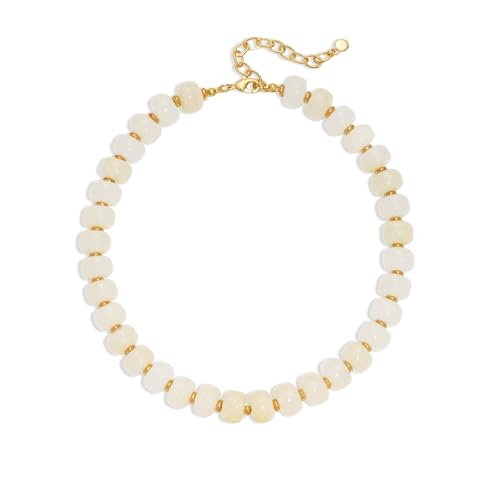 HolidayQbee Beaded necklace for Women Boho Bead Gemstone Chunky Necklace Big White Bead Necklace Fashion Trendy Summer Necklaces Jewelry Gifts - Image 1