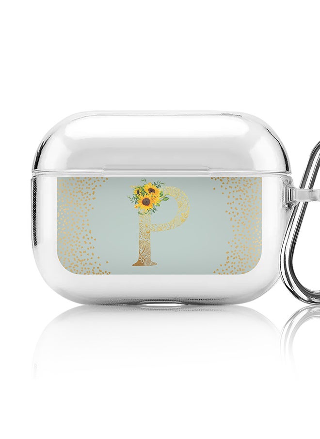 Stylizedd Classic Clear printed Case for Apple Airpods Pro Soft TPU Gel Thin Transparent Flexible Cover - Custom Monogram Initial Letter Mandala Floral Pattern Alphabet - P ( Light Green )  - Image 1