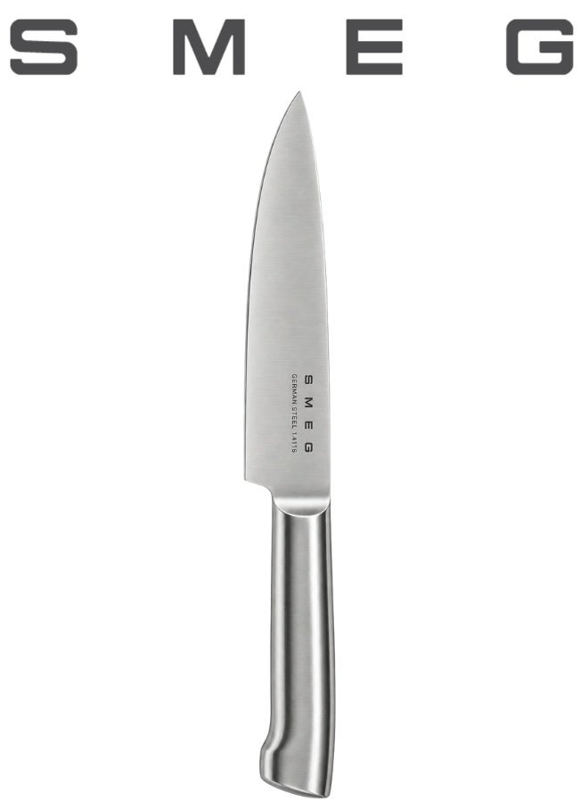 SMEG 15cm 5.9 Inch Meat Knife with German Steel 1.4116 Blade – Multipurpose Stainless Steel Kitchen Knife for Cutting, Slicing, Trimming and Portioning Meat, Chicken, Cooked Meat and Everyday Food Preparation - Image 1