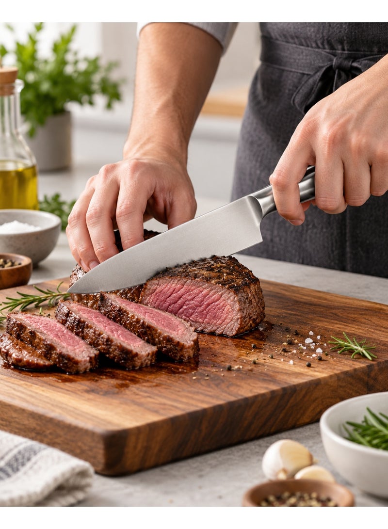 SMEG 15cm 5.9 Inch Meat Knife with German Steel 1.4116 Blade – Multipurpose Stainless Steel Kitchen Knife for Cutting, Slicing, Trimming and Portioning Meat, Chicken, Cooked Meat and Everyday Food Preparation - Image 3