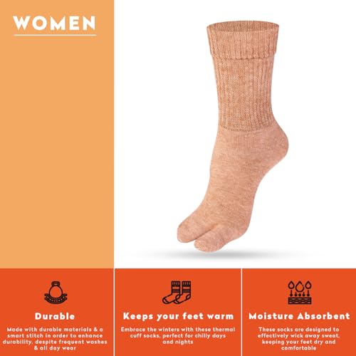 Supersox Winter Thermal Regular Length Thumb Socks for Women, Made with Thermal Control Technology & Extra Cushioning For a Warmth & Cozy Feel (Pack Of 3) - Image 4