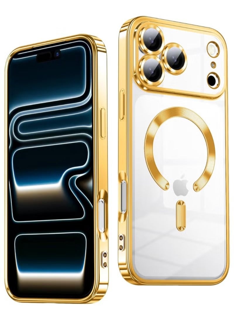 iPhone 17 Pro Max Case Cover Clear, Compatible with MagSafe, Built-in Camera Lens Protector, Non Yellowing Shockproof Protective Phone Case, Soft Electroplated Magnetic Cover - Image 1