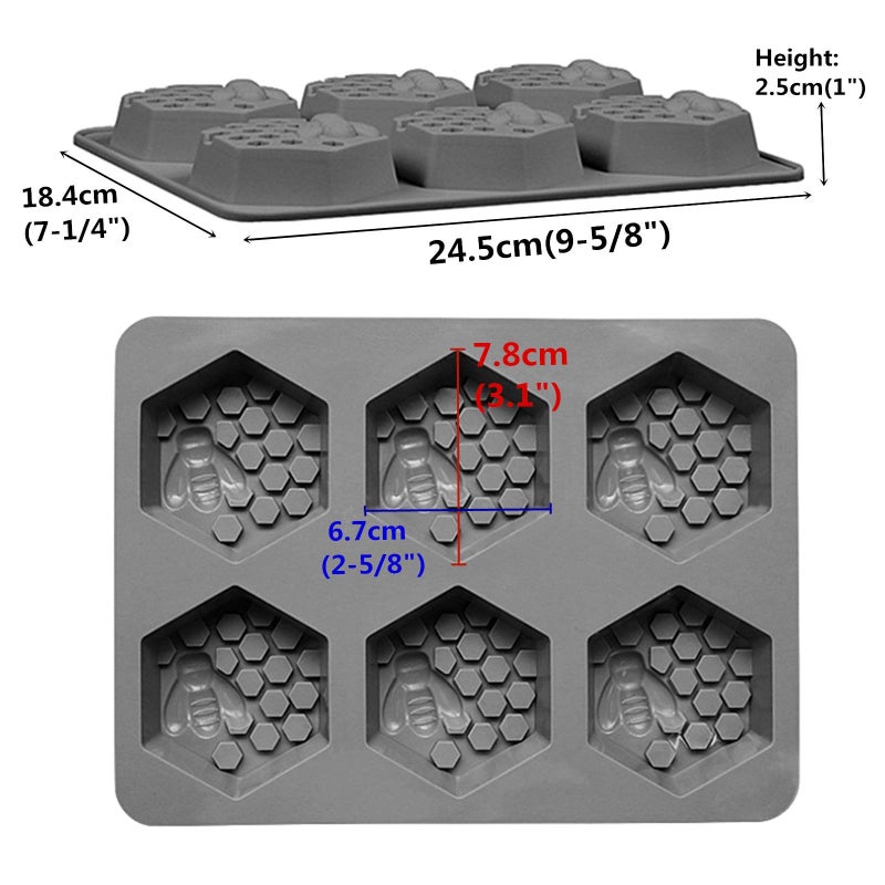 DD-life 2Pcs 3D Bee Silicone Soap Molds, Hexagonal Honeycomb Silicone Molds for Homemade Soaps Chocolate Jelly Cake Making - Image 2