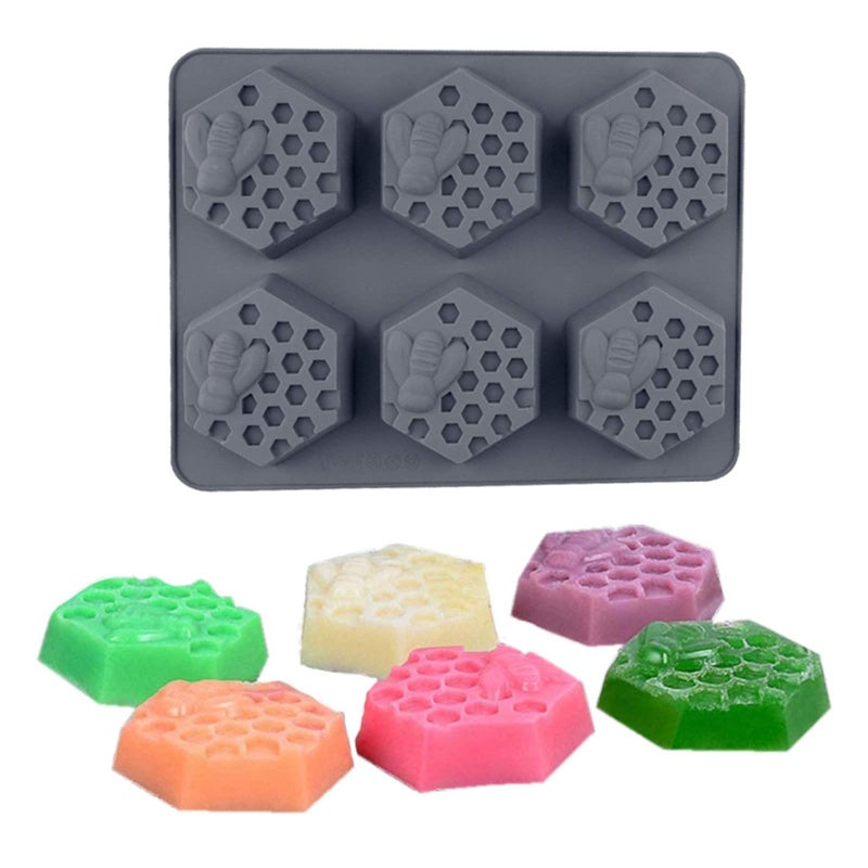 DD-life 2Pcs 3D Bee Silicone Soap Molds, Hexagonal Honeycomb Silicone Molds for Homemade Soaps Chocolate Jelly Cake Making - Image 3