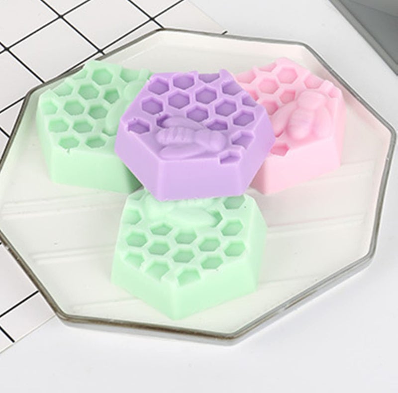 DD-life 2Pcs 3D Bee Silicone Soap Molds, Hexagonal Honeycomb Silicone Molds for Homemade Soaps Chocolate Jelly Cake Making - Image 4