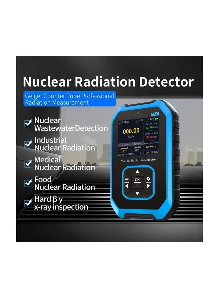1-Piece Multifunctional Nuclear Radiation Detector,Electromagnetic Radiation Detection Device,X Rays Real Time Monitoring Machine LCD Display with Sound Light Vibrating Alarm Function - Image 1