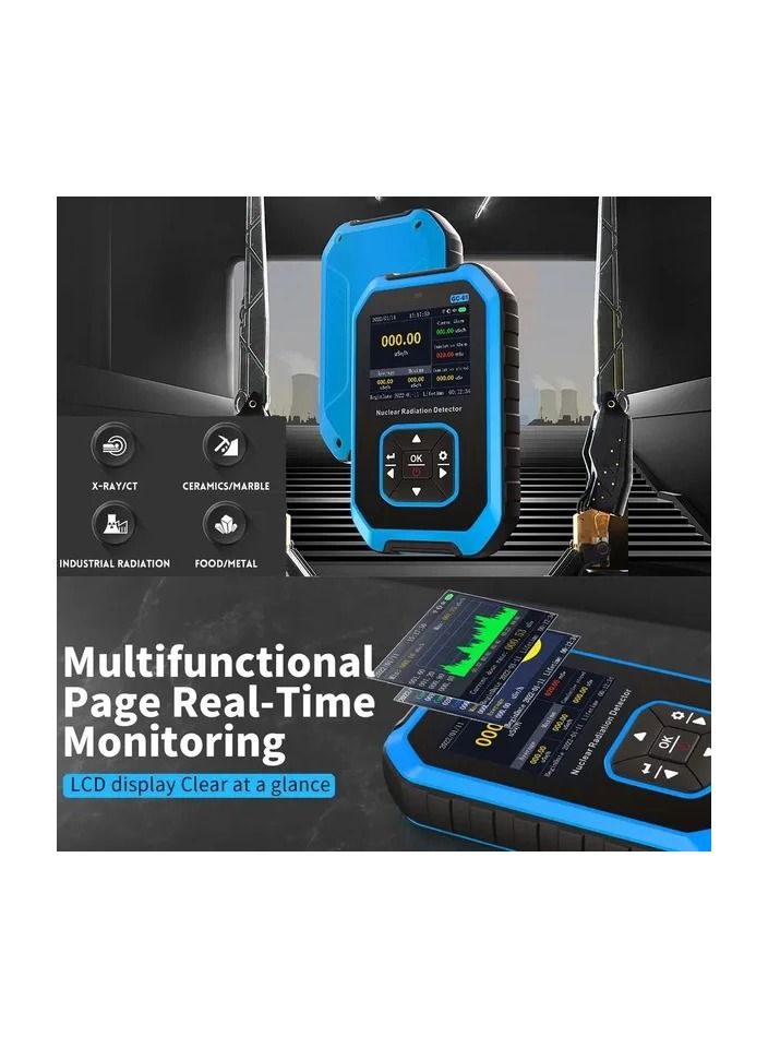 1-Piece Multifunctional Nuclear Radiation Detector,Electromagnetic Radiation Detection Device,X Rays Real Time Monitoring Machine LCD Display with Sound Light Vibrating Alarm Function - Image 3