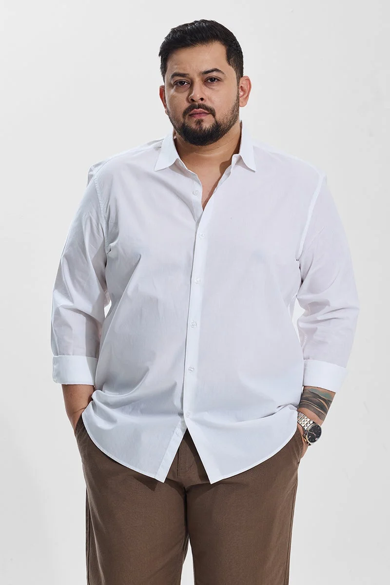 SNITCH White Regular Fit Plus Size Shirt