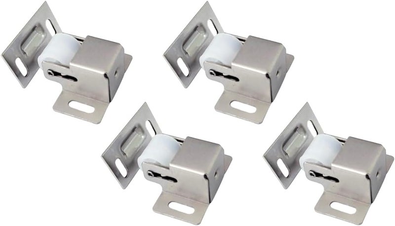 QCAA Heavy Duty Large Jumbo Roller Catch Latch for Closet Doors and Cabinets, Matte Nickel, Made in Taiwan, 4 Pack - Image 1