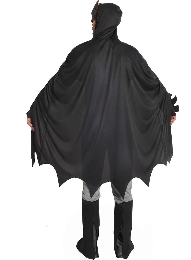 Ciao Batman Adult Muscle Costume Grey Size L | Official DC Comics Superhero Outfit with Padded Muscle Jumpsuit, Cape, Mask, Belt & Overboots - Image 2