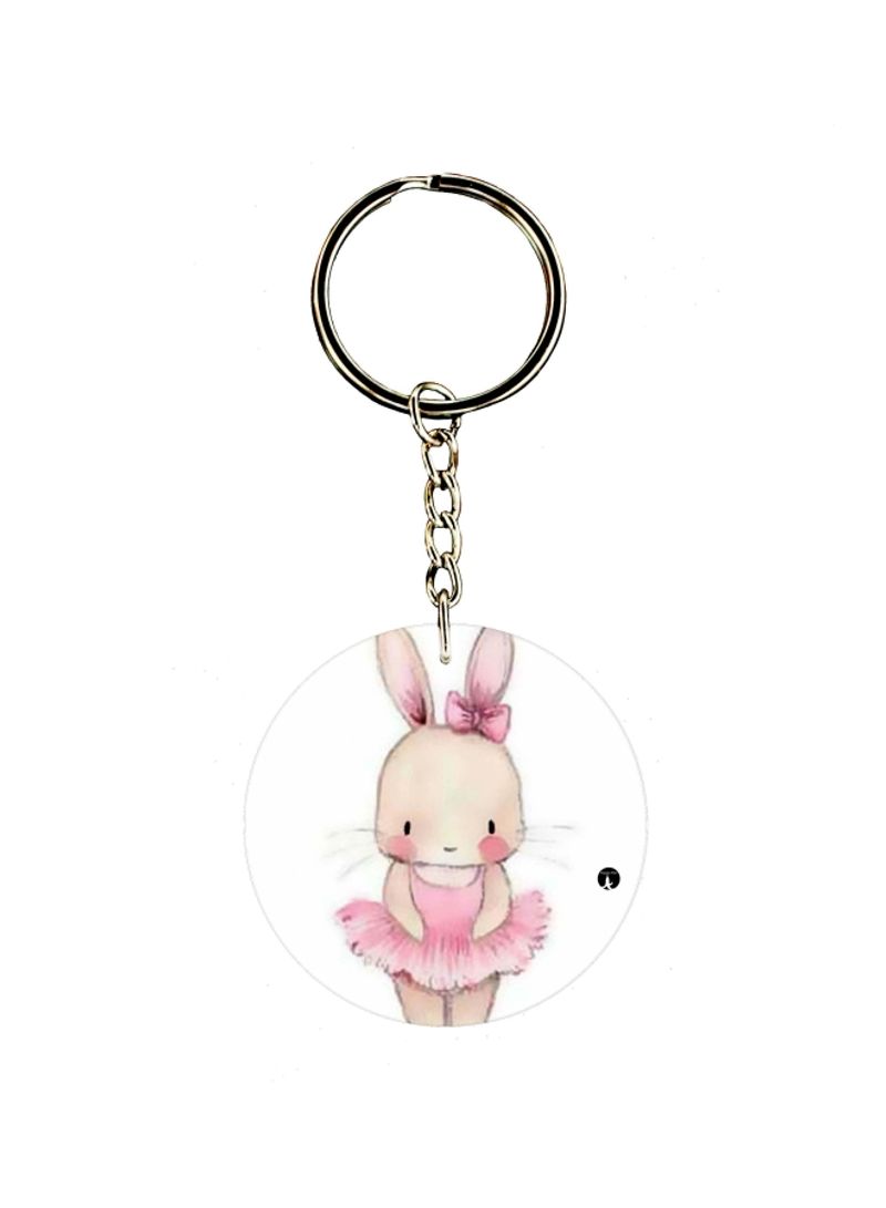 RKN Cartoon Rabbit Printed Dual Sided Keychain