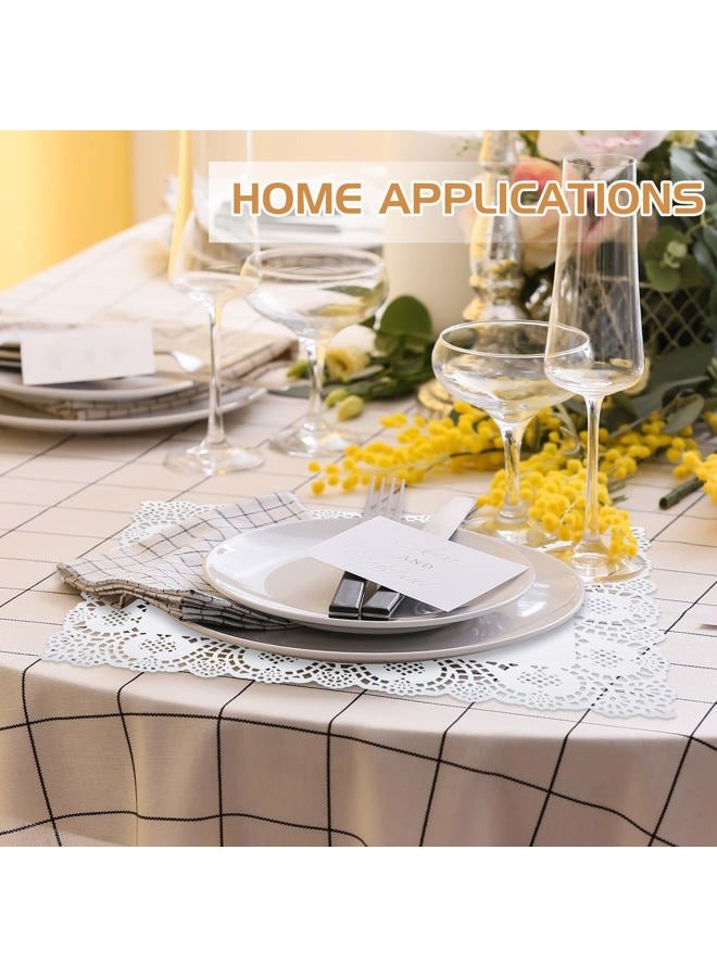 Geyee 600 Pcs 15.7 x 11.8 Inch Paper Doilies Rectangular Paper Doilies Lace Placemats Disposable for Craft Rectangle Pad for Wedding Party Table Food Decor(White) - Image 5