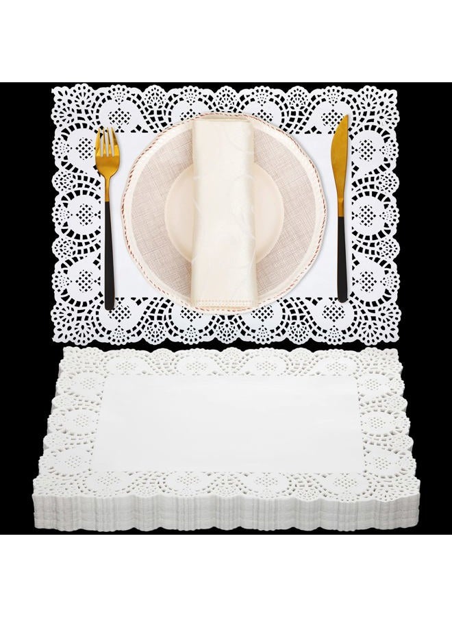 Geyee 600 Pcs 15.7 x 11.8 Inch Paper Doilies Rectangular Paper Doilies Lace Placemats Disposable for Craft Rectangle Pad for Wedding Party Table Food Decor(White) - Image 1