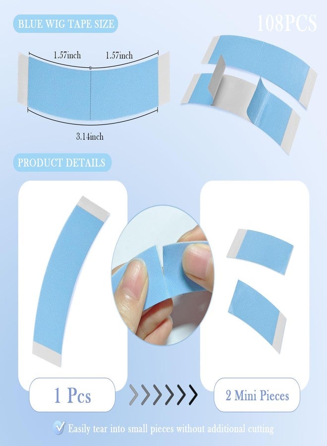 Comdian 36 PCS Waterproof Lace Tape for Hairpiece Wig Tape, Adhesive Double Sided Waterproof, Strong Hold Clear Lace Supports Toupees for Hair Extension Blue 1/2 - Image 2