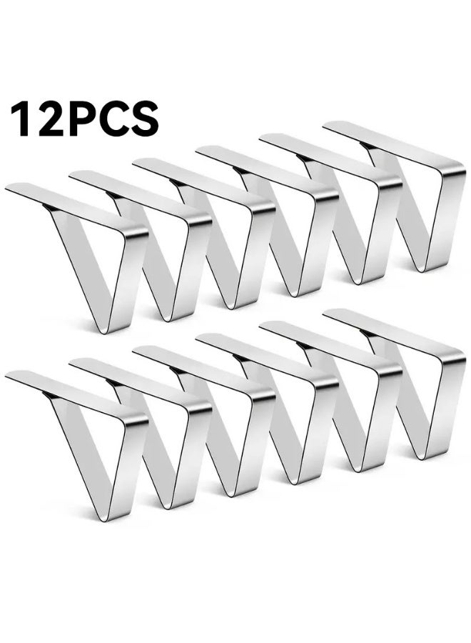 12 Pack Tablecloth Clips Stainless Steel Table Cloth Cover Clamps Table Cloth Holders Ideal for Restaurant Picnics Marquees Weddings Graduation Party - Image 1