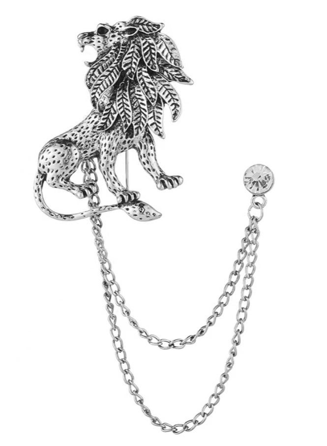 Men's domineering lion brooch shirt collar needle - Image 1