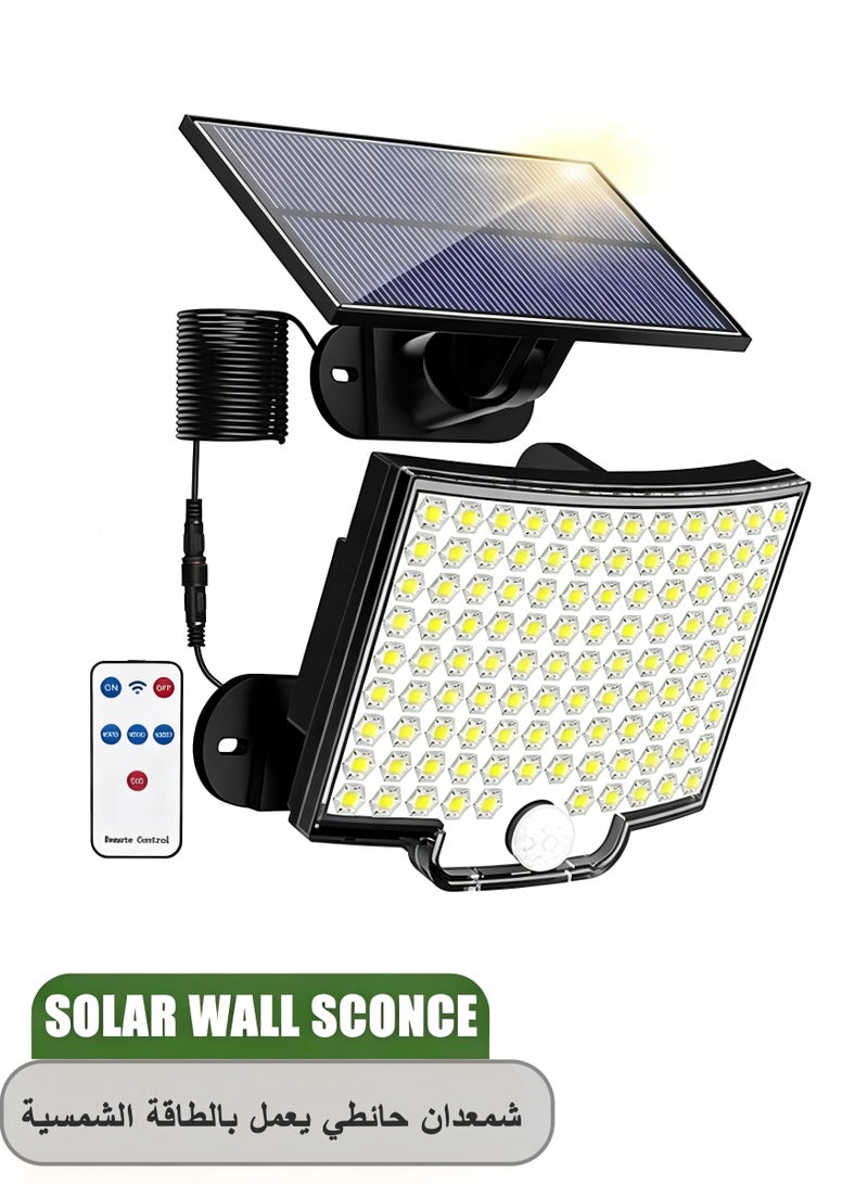 Solar Motion Sensor Light Outdoor, 108 LED Bright Solar Wall Sconce with Remote Control, IP65 Waterproof Solar Flood Light, Adjustable Solar Security Light for Garden, Patio, Yard, Garage, Fence, Pathway - Image 1