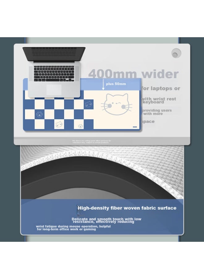 Lesailes Feidun Lesailes Chess Cat Gaming Mouse Pad Extra Large, Thickened With Locking Edges For Office Computer Keyboard Desk Pad, Blue And Yellow 900*400*3mm - Image 2
