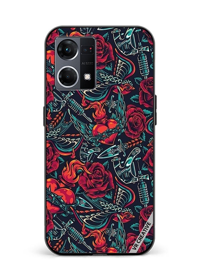 VR CREATIVE Protective Case Cover For Oppo Reno8 4G Flower Design Multicolour - Image 1