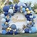 Blocesa Dusty Blue Gold Balloons Arch Kit Double Stuffed Pastel Balloon Arch Pastel Light Dark Denim Pale Blue Balloons With Blue Gold Balloons for Birthday Wedding Graduation Party Decorations - Image 3