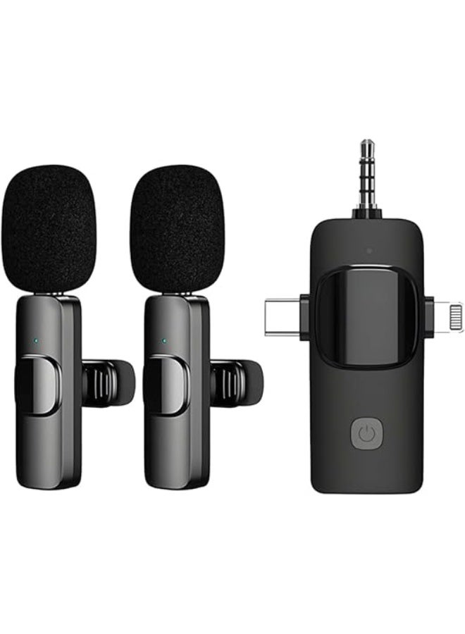 3-in-1 Wireless Lavalier Microphone Set (2 Mics) for iPhone, Android, and Laptop – Noise Reduction Chip – Ideal for Live Streaming, Vlogging, YouTube, and TikTok  - Image 1
