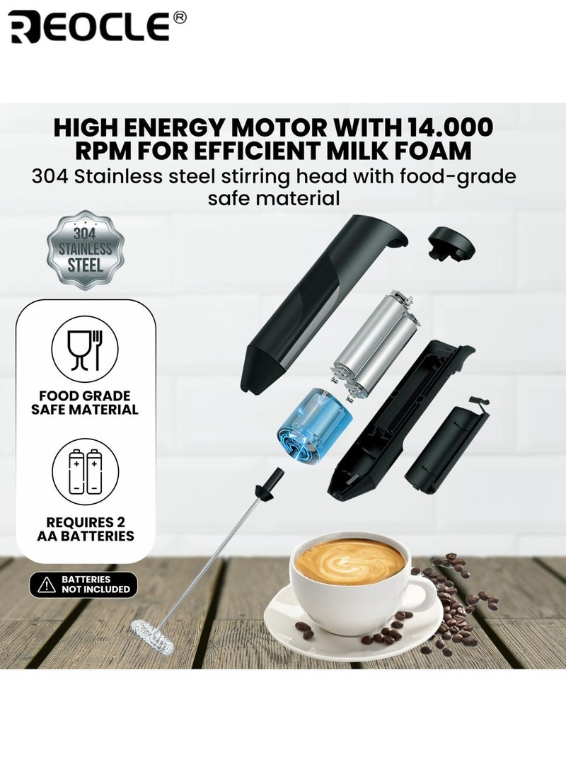 REOCLE Automatic Handheld Foam Maker Electric Milk Frother Stainless Steel Blenders Beverage Mixer Suitable for Coffee Latte Cappuccino Hot Chocolate - Image 2