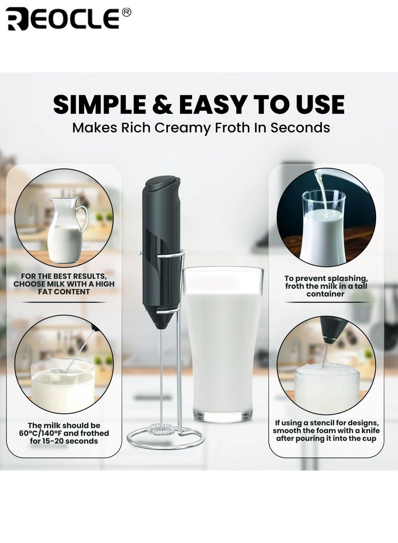REOCLE Automatic Handheld Foam Maker Electric Milk Frother Stainless Steel Blenders Beverage Mixer Suitable for Coffee Latte Cappuccino Hot Chocolate - Image 3