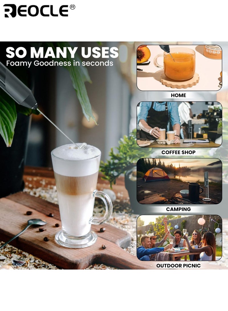 REOCLE Automatic Handheld Foam Maker Electric Milk Frother Stainless Steel Blenders Beverage Mixer Suitable for Coffee Latte Cappuccino Hot Chocolate - Image 5