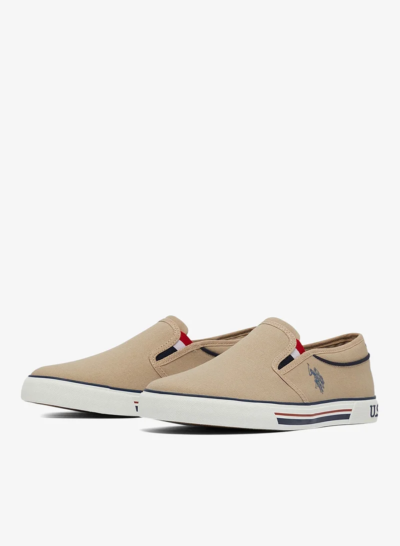 U.S. Polo Assn. Men's Beige Low-Top Sneakers - Lightweight Shoes Slip-On Design