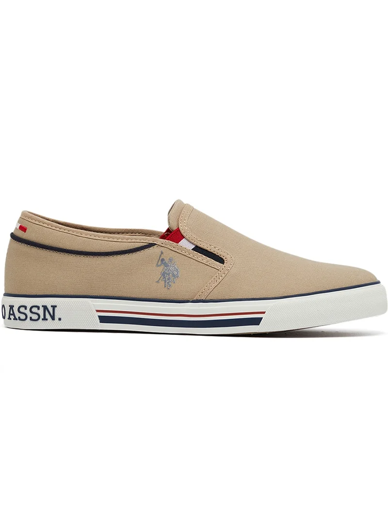 يو اس بولو اسن Men's Beige Low-Top Sneakers - Lightweight Slip-On Design