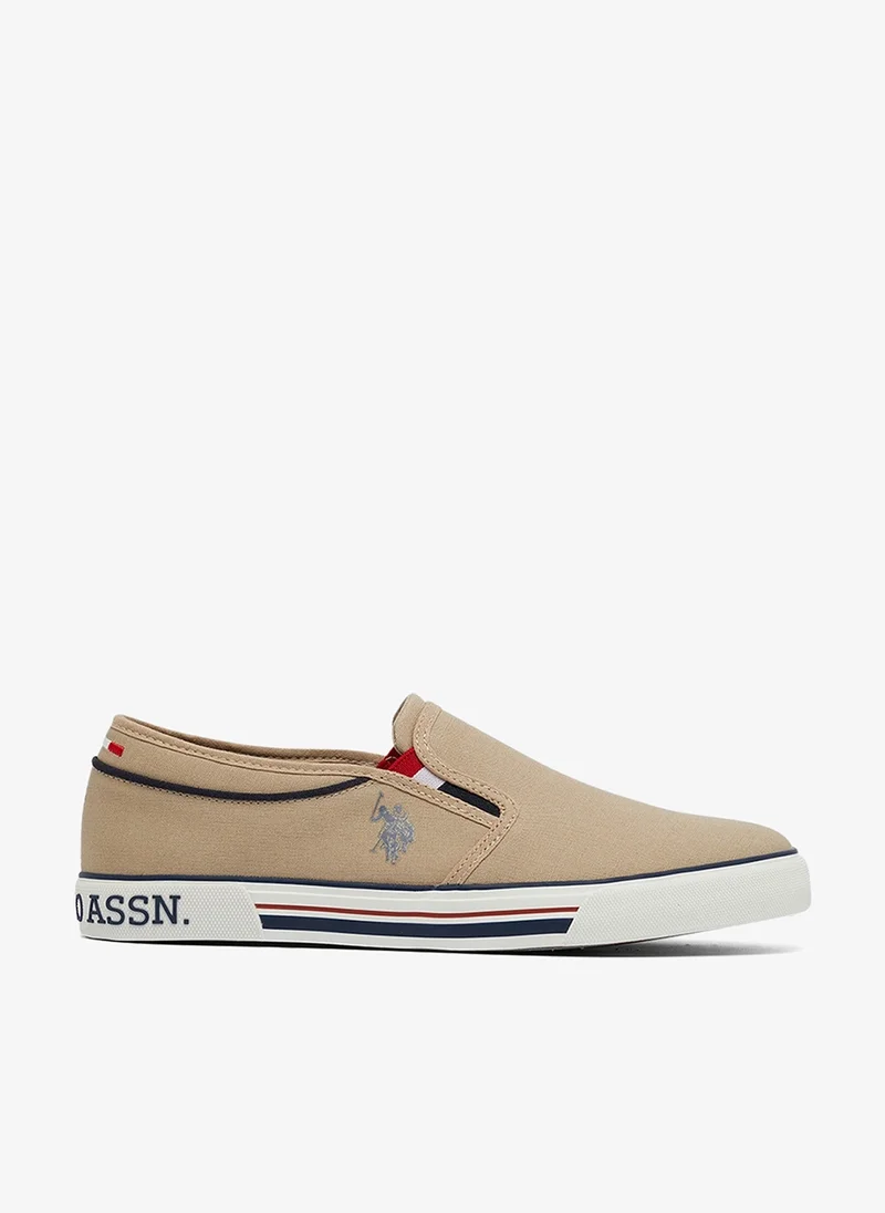 Men's Beige Low-Top Sneakers - Lightweight Shoes Slip-On Design