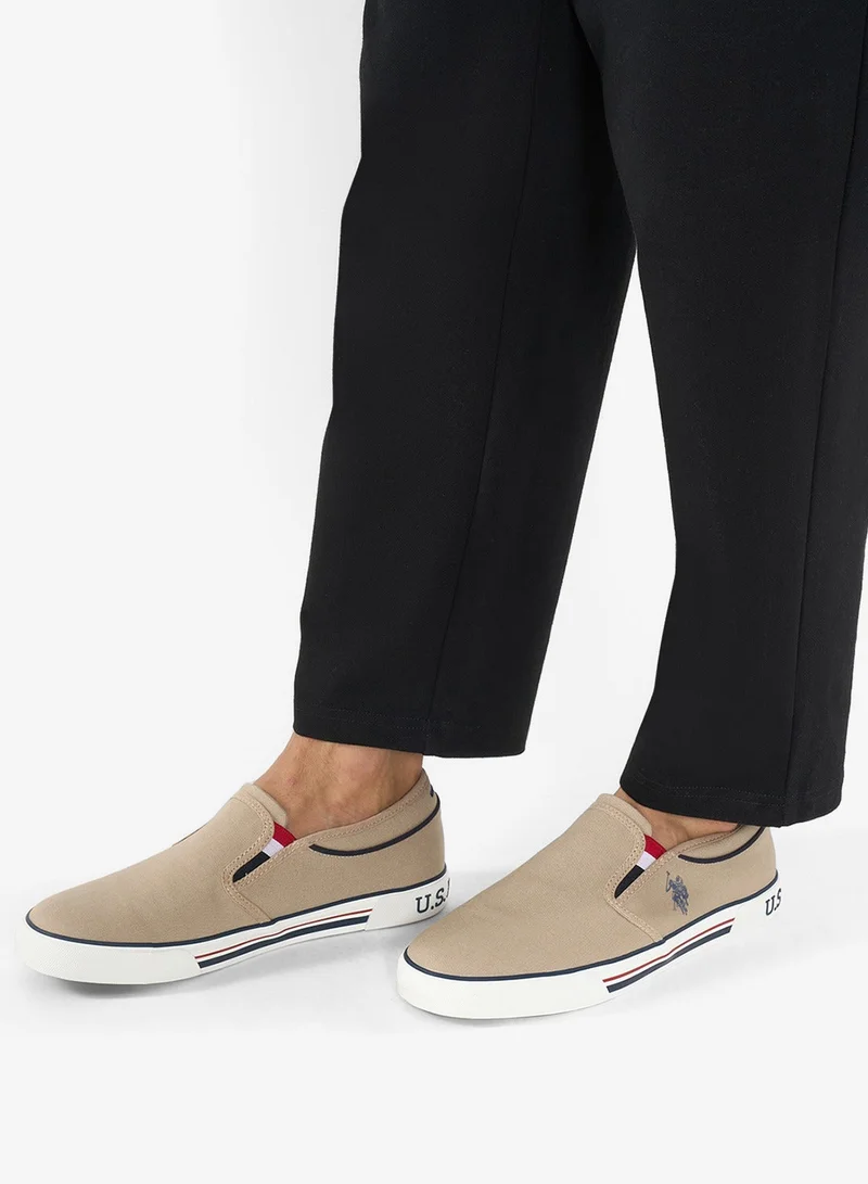 U.S. Polo Assn. Sand Men's Beige Low-Top Sneakers - Lightweight Shoes Slip-On Design for Men | Best Price UAE