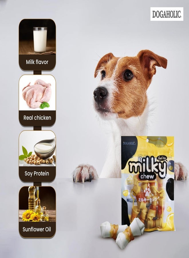 Dogaholic Dog Chew Treats Combo Pack - Milky Chew Cheese & Chicken Bones for Dogs, Premium Milk-Flavoured Rawhide-Free Chew Treats for All Ages & Sizes (Pack of 3) - Image 5