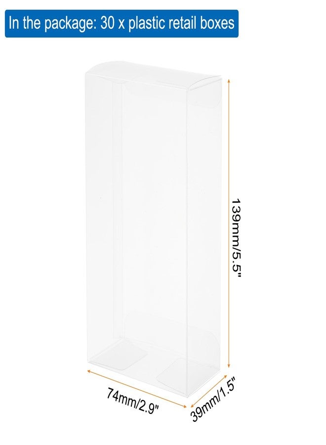 MECCANIXITY Plastic Retail Boxes 2.9"x1.5"x5.5" (74x39x139mm) Gift Box with Protecting Film for Candy, Cookies, Christmas, Wedding, Party Wrapping Clear Pack of 30 - Image 2