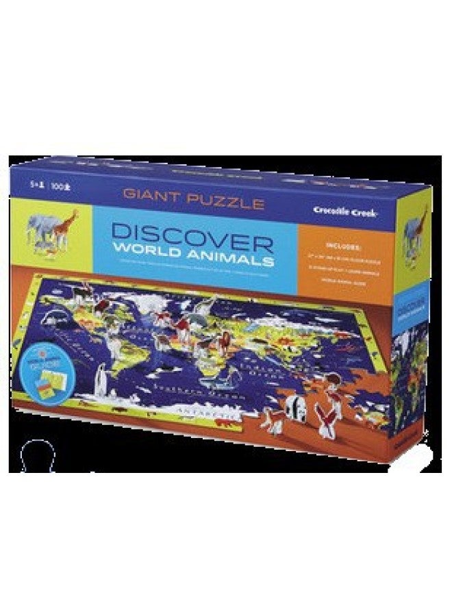 【تصفية】 مجموعة ألغاز American Crocodile Creek Crocodile Valley - اللون: 100 قطعة من حيوانات العالم - Image 1