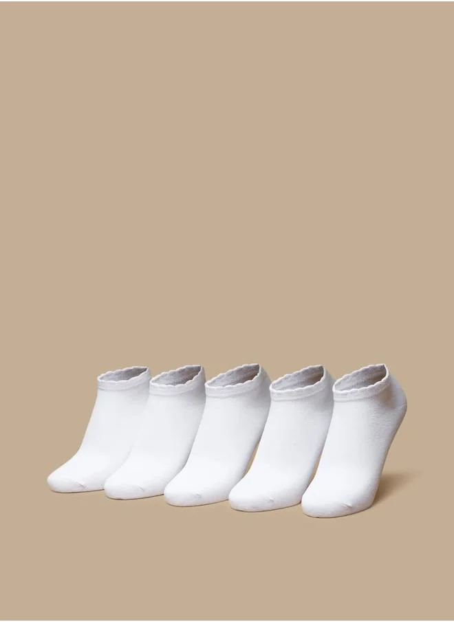 JUNIORS Girls Solid Ankle Length Socks - Set of 5