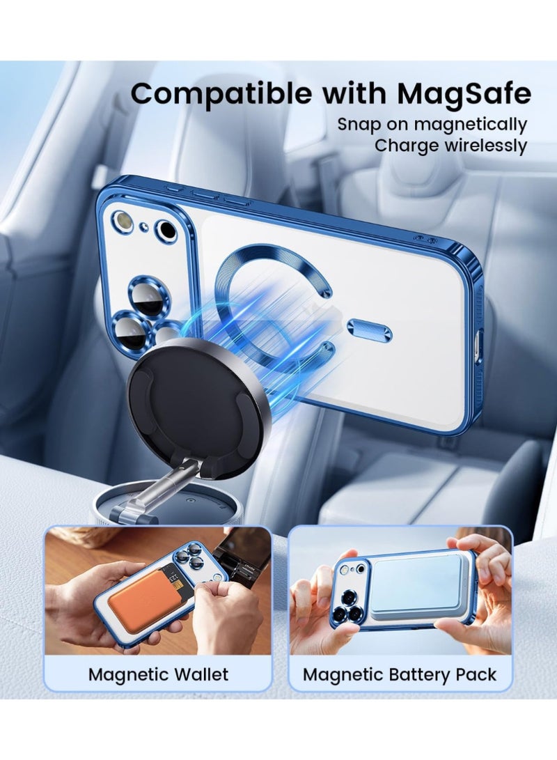 iPhone 17 Pro Max Case Cover Clear, Compatible with MagSafe, Built-in Camera Lens Protector, Non Yellowing Shockproof Protective Phone Case, Soft Electroplated Magnetic Cover - Image 2