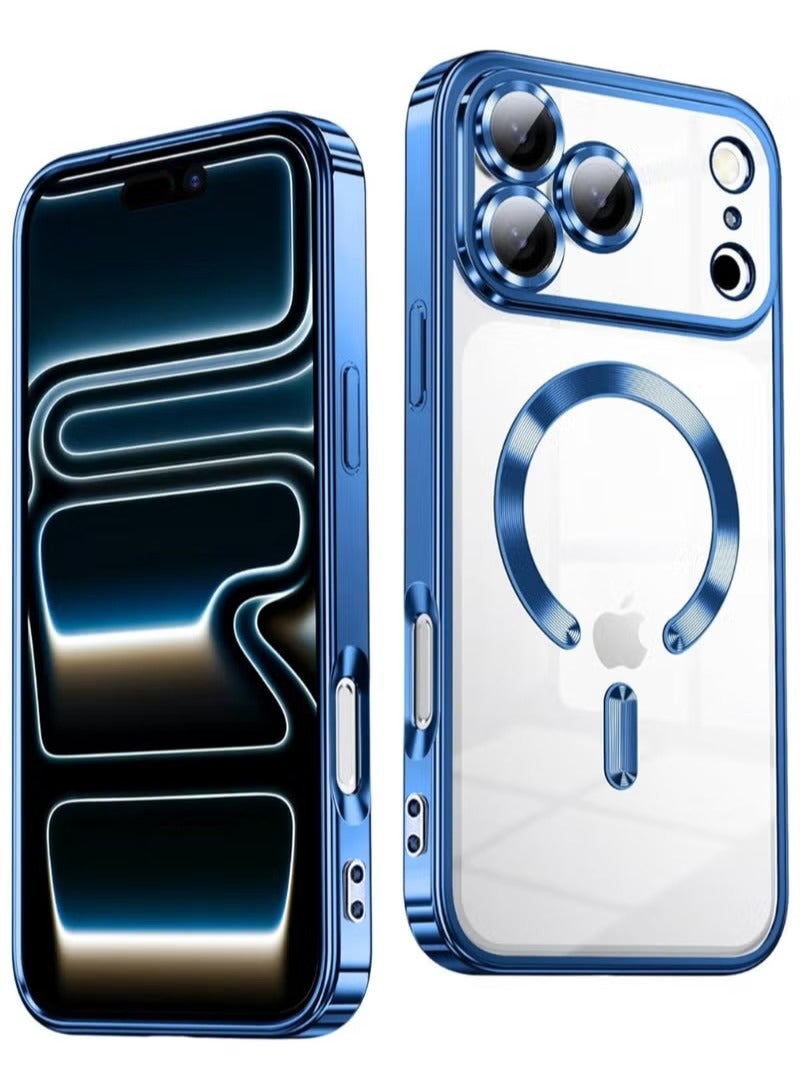 iPhone 17 Pro Max Case Cover Clear, Compatible with MagSafe, Built-in Camera Lens Protector, Non Yellowing Shockproof Protective Phone Case, Soft Electroplated Magnetic Cover - Image 1