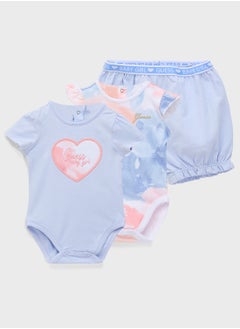 GUESS Kids 3 Pack Printed Bodysuits & Shorts Set  - Image 1