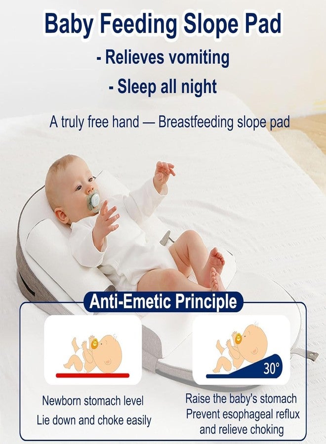 Deoxys Baby Lounger, Travel Bed, Baby Nest Ultra Soft, Anti Reflux Pillow, 0-30° Height Adjustable Relieves Vomiting Milk, Intestinal Colic, Side Rails (Brown) - Image 2