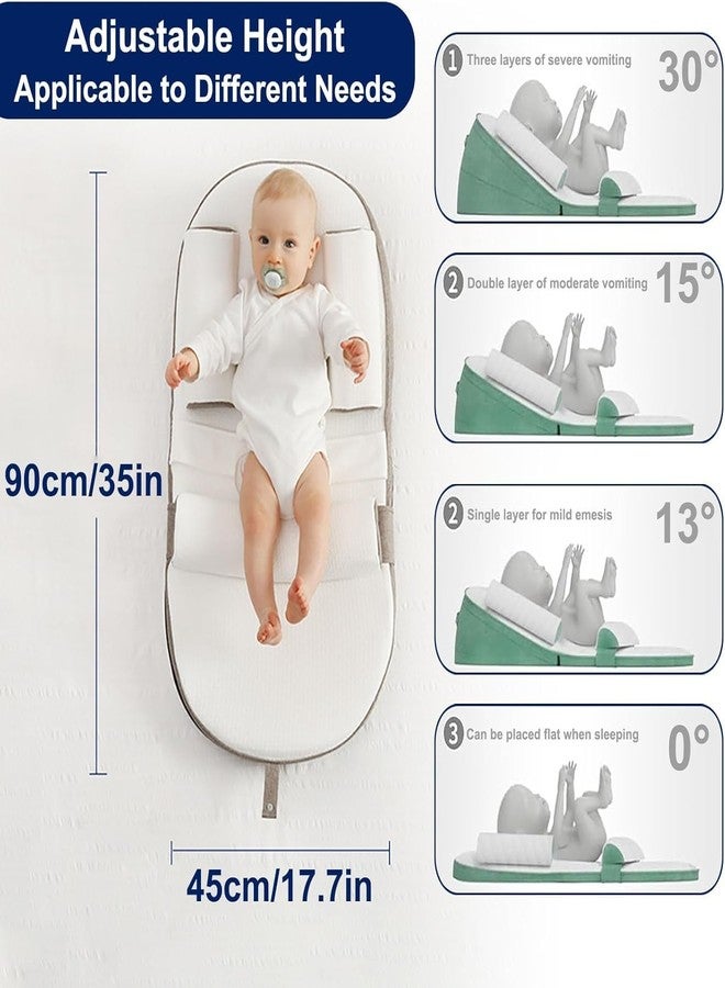 Deoxys Baby Lounger, Travel Bed, Baby Nest Ultra Soft, Anti Reflux Pillow, 0-30° Height Adjustable Relieves Vomiting Milk, Intestinal Colic, Side Rails (Brown) - Image 5
