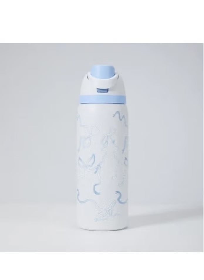 زجاجة مياه معزولة من الفولاذ المقاوم للصدأ من فريسيب مع شفاطة للرياضة والسفر، خالية من مادة BPA، سعة 24 أونصة، ربطة عنق زرقاء - Image 4