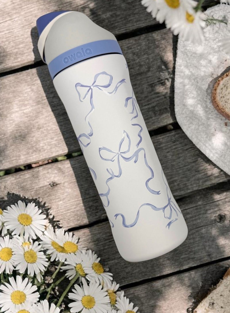 زجاجة مياه معزولة من الفولاذ المقاوم للصدأ من فريسيب مع شفاطة للرياضة والسفر، خالية من مادة BPA، سعة 24 أونصة، ربطة عنق زرقاء - Image 1