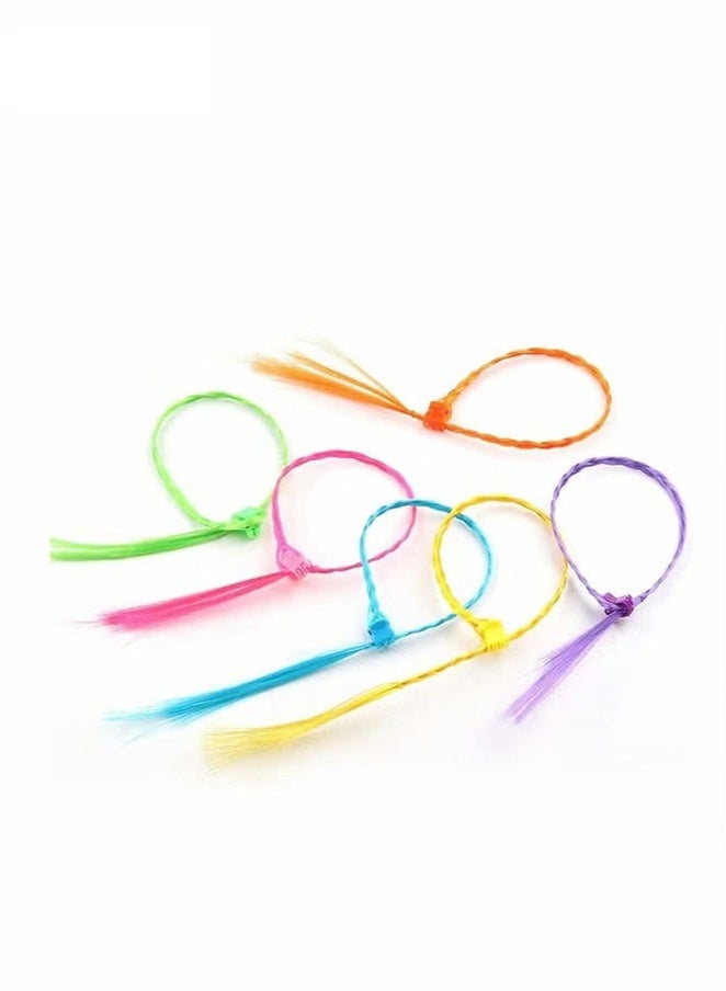 24 Pcs Children's Hair Extensions with Hair Clips, Clip-on Rainbow Neon Braid Hair Extensions for Girls Hair Decoration Birthday Party Good for Children's Show - Image 4