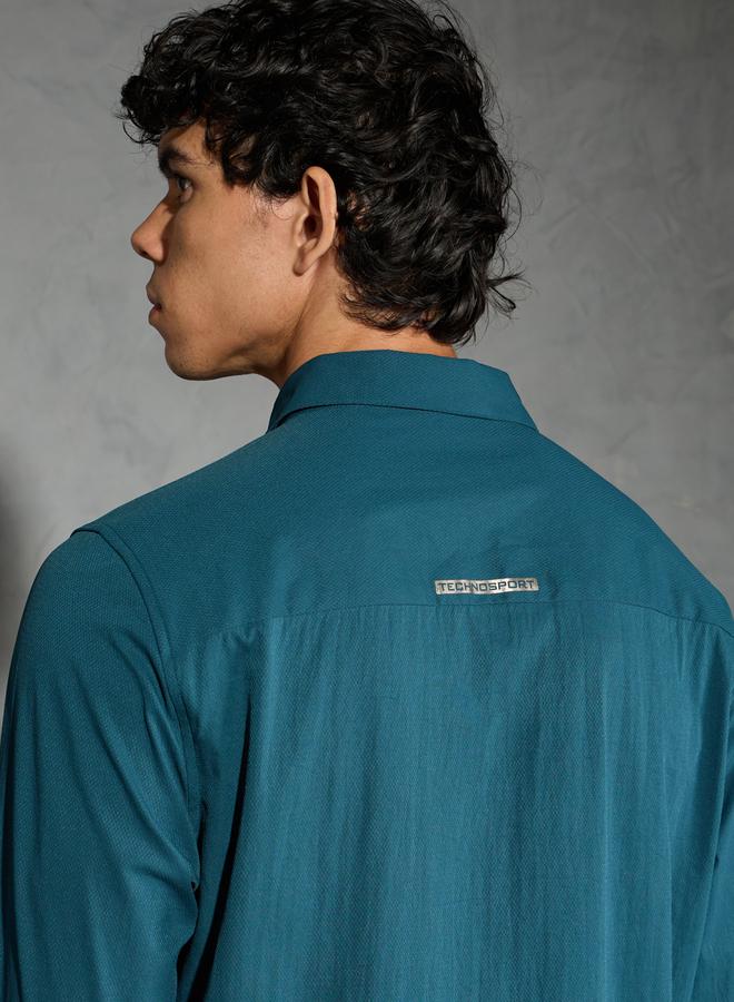 تكنوسبورت قميص تكوسبورت بياقة عريضة وأزرار - Image 5